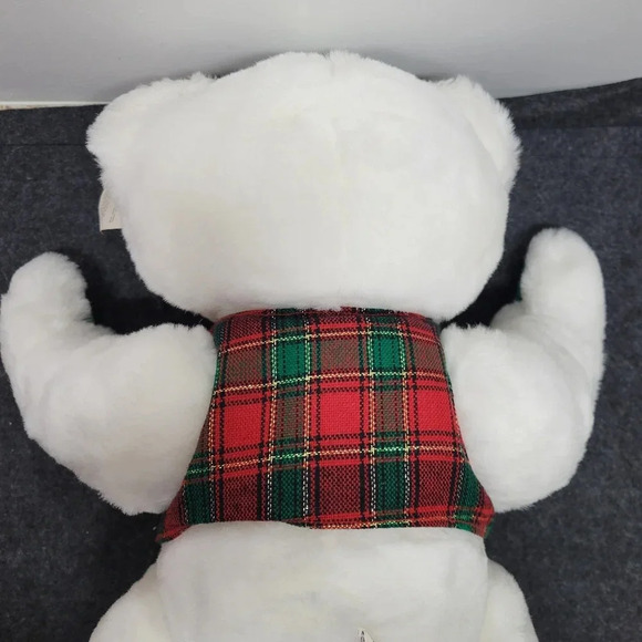 "Vintage T.L. Toys Loveable Holiday Friends Christmas Bear White Plush Male Bear - Picture 7 of 15